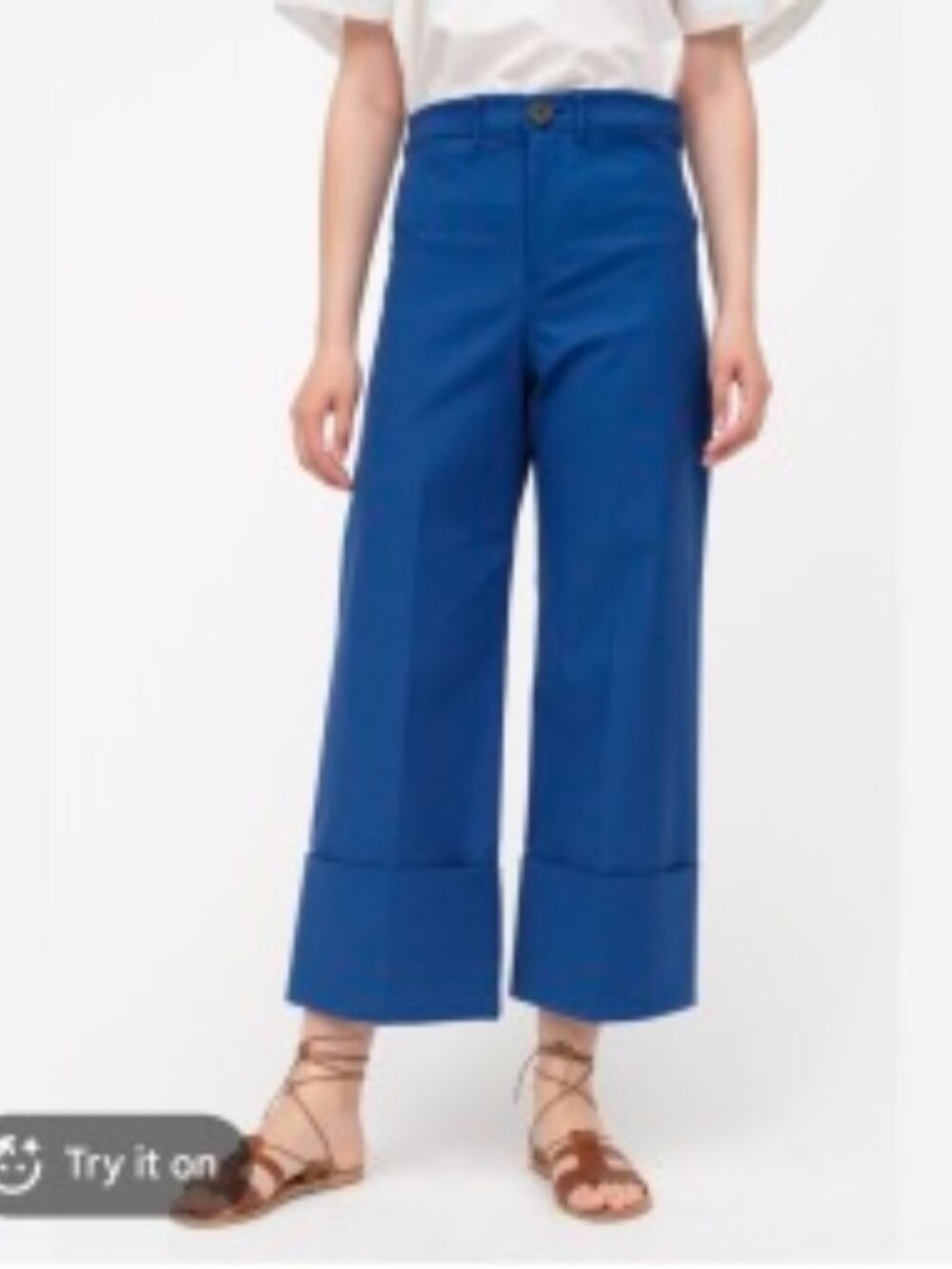 $385 RETAIL SEA NY Cropped Wide Leg Pants High Rise Linen Blend Cuffed Hem 2